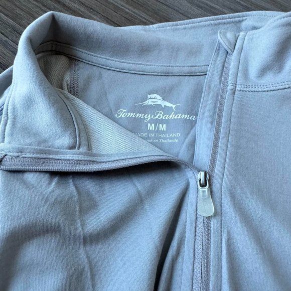 Tommy Bahama Via Del Sands Half-Zip Sweatshirt Size M in Light Grey - Picture 9 of 11